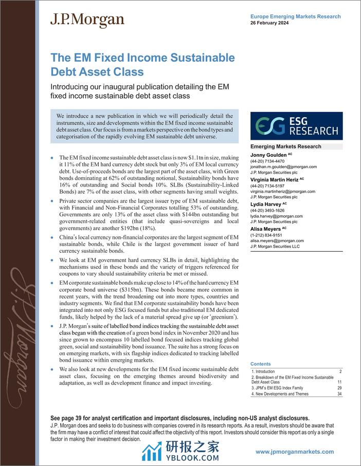 JPMorgan-The EM Fixed Income Sustainable Debt Asset Class Introducing...-106709696 - 第1页预览图