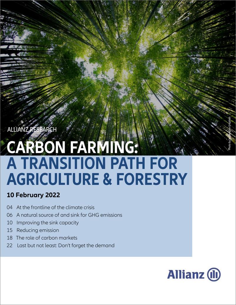 《碳农业-农林转型之路（英文版）-安联保险集团（Allianz）》 - 第1页预览图