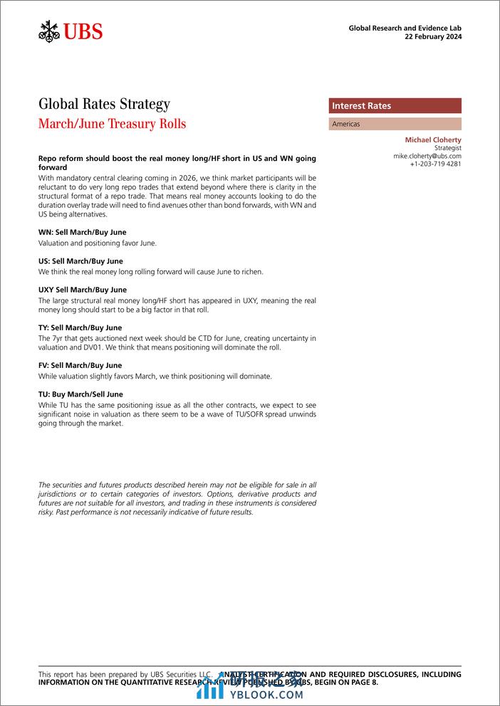 UBS Fixed Income-Global Rates Strategy _MarchJune Treasury Rolls_ Cloherty-106662687 - 第1页预览图