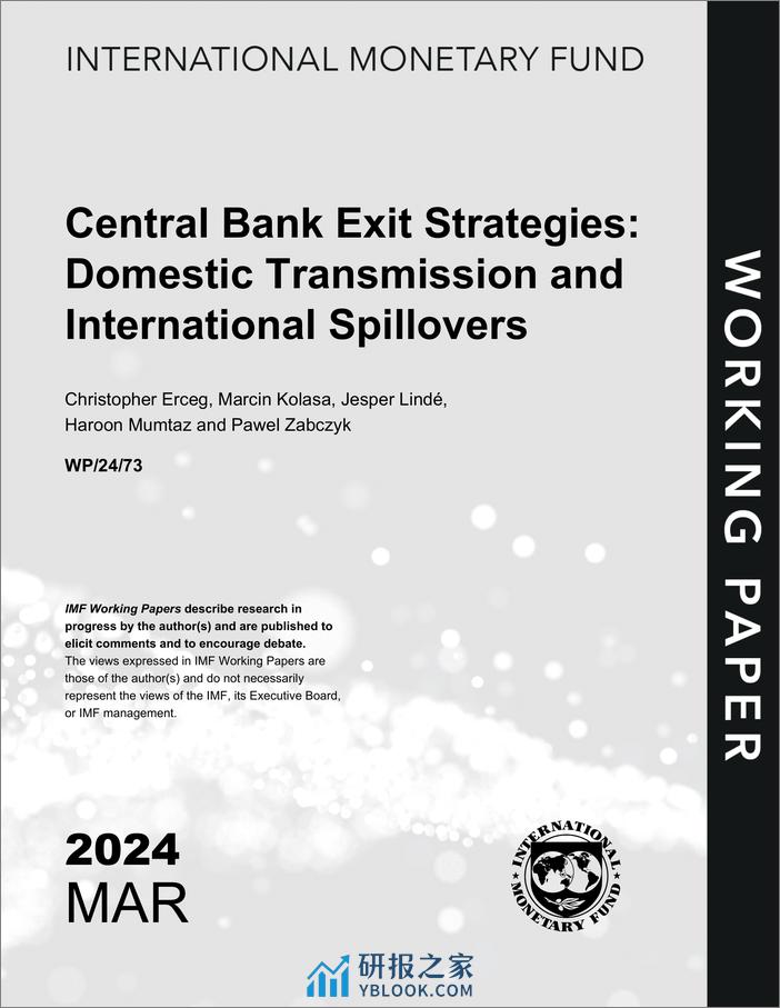 IMF-央行退出策略——国内传导与国际溢出（英）-2024.3-55页 - 第1页预览图