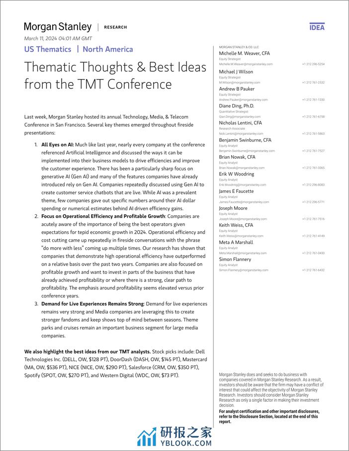 Morgan Stanley-US Thematics Thematic Thoughts  Best Ideas from the TMT Co...-106971642 - 第1页预览图