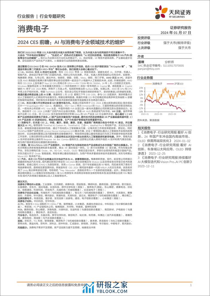 消费电子行业专题研究：2024 CES前瞻：AI与消费电子全领域技术的熔炉 - 第1页预览图