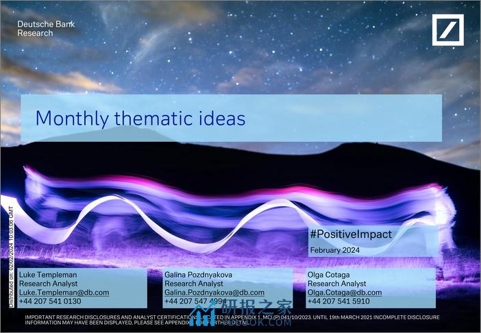 Deutsche Bank-Thematic Research Monthly thematic ideas-106301840 - 第1页预览图