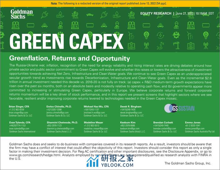 绿色资本开支：绿色通胀、回报与机会 - 第1页预览图