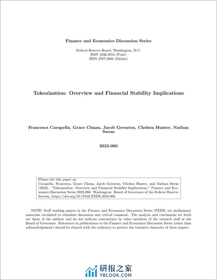 代币化：概述及其对金融稳定性的影响-英-59页 - 第1页预览图